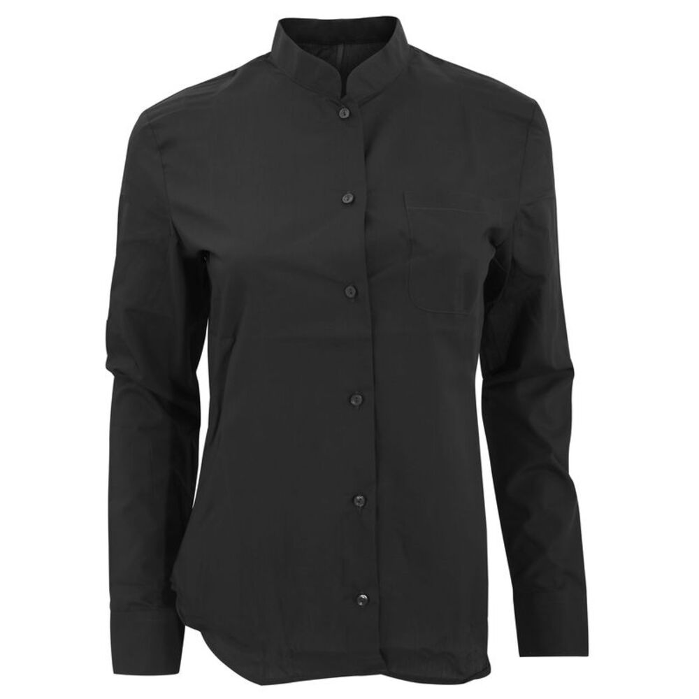 Kariban Womens/Ladies Long Sleeve Mandarin Collar Shirt / Black